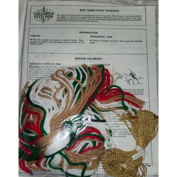 Christmas Hobby Horse Ornaments Kit 6970 Bucilla Gallery of Stitches - Picture 2 of 2